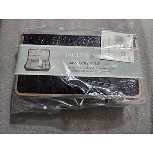 black crocodile-embossed Jaclyn Smith kisslock jewelry case kmart vintage w/tags